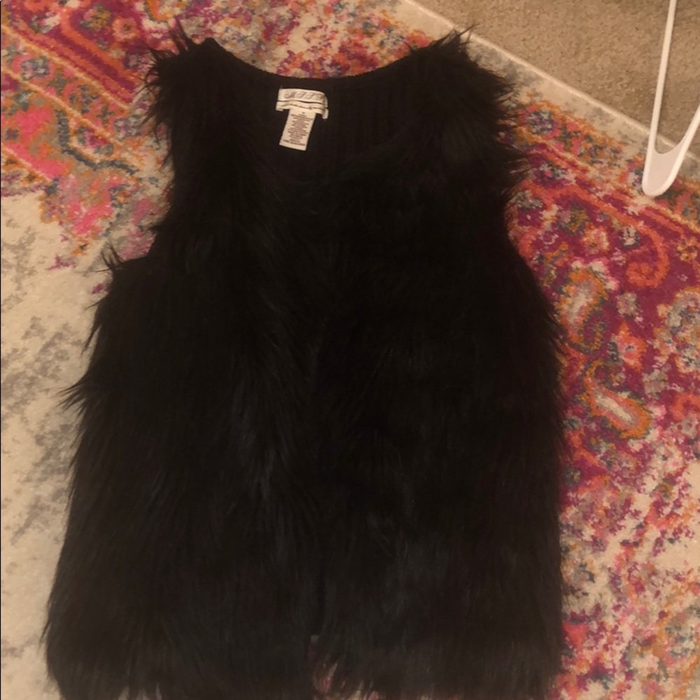 Black Faux Fur Front Vest